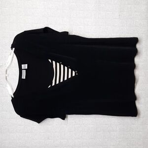 Chico's Traveller’s Black Top with White Stripes